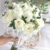 Bridal Flower Bouquet White Rose with Foliages by Jardin Eden