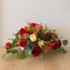 Red Orange White Roses Table Flower Arrangement by Jardin Eden