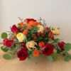 Red Orange White Roses Table Flower Arrangement by Jardin Eden