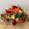 Red Orange White Roses Table Flower Arrangement by Jardin Eden