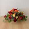 Red Orange White Roses Table Flower Arrangement by Jardin Eden