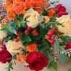 Red Orange White Roses Table Flower Arrangement by Jardin Eden