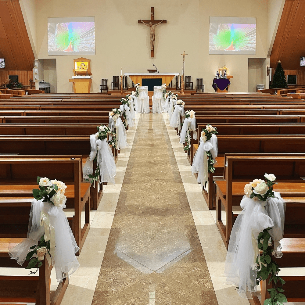 Church Pew Decoration Singapore by Wingding Event Styling