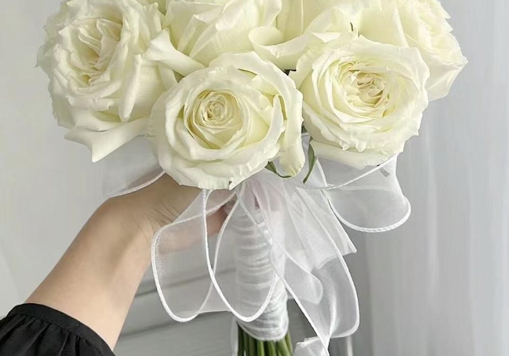 Bridal Flower Bouquet White Rose by Jardin Eden Flowers & Aromatique Bridal Flower Bouquet White Rose by Jardin Eden Flowers & Aromatique